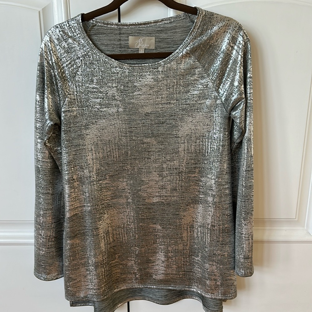 Joan Vass Women’s Blouse Metallic Silver